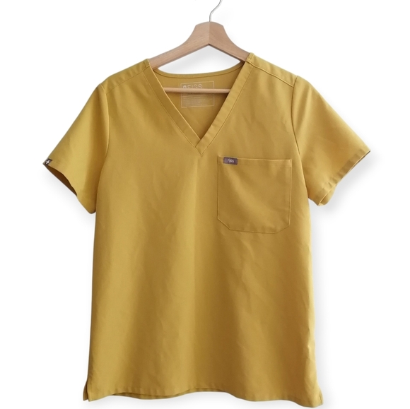 Figs Catarina One Pocket Short Sleeve Scrub Top Yellow Small - Picture 13 of 13